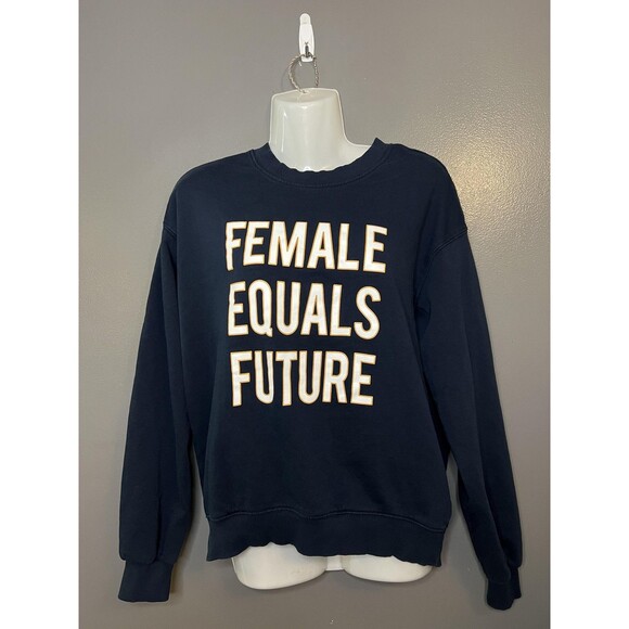 H&M Divided Sweatshirt Womens Small Navy Female Equals Future Graphic Crewneck - Picture 1 of 6
